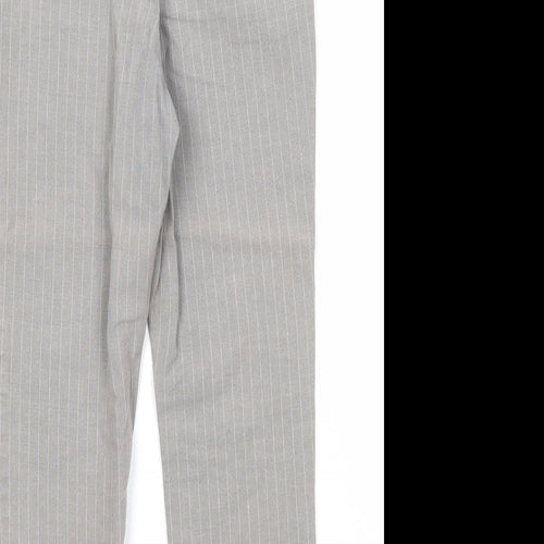 Vertbaudet Boys Grey Striped Cotton Chino Trousers Size 5 Years Regular Zip