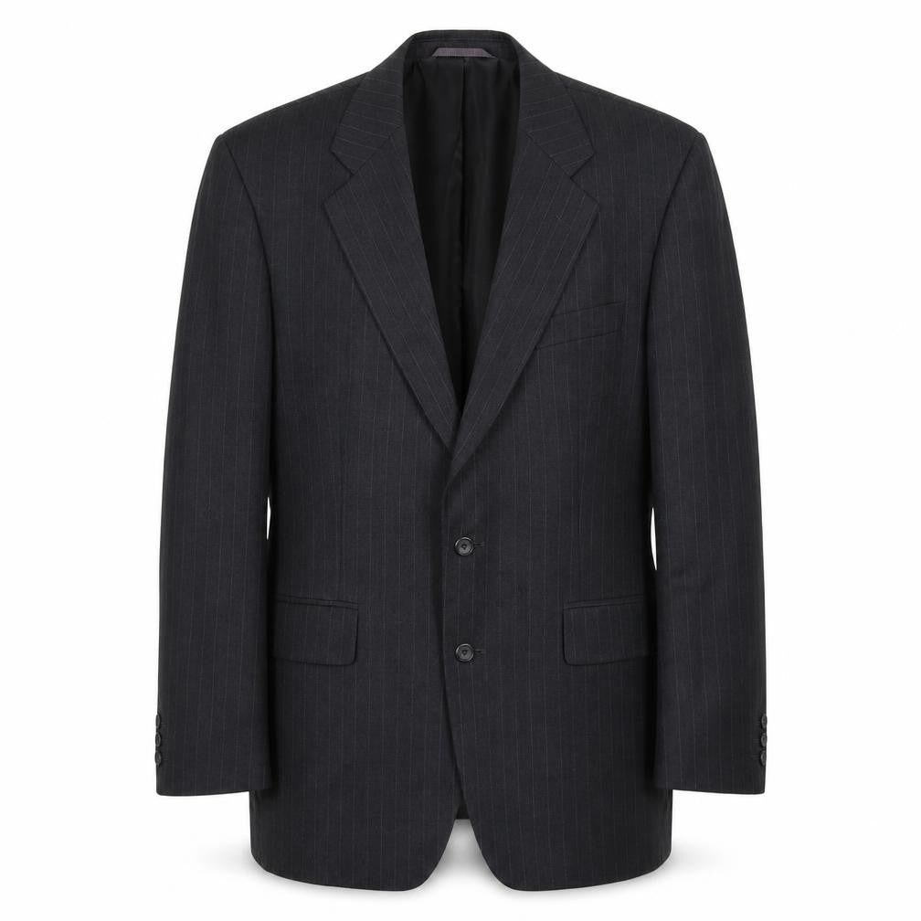 Burton Mens Black Striped Polyester Jacket Suit Jacket Size 42 Regular