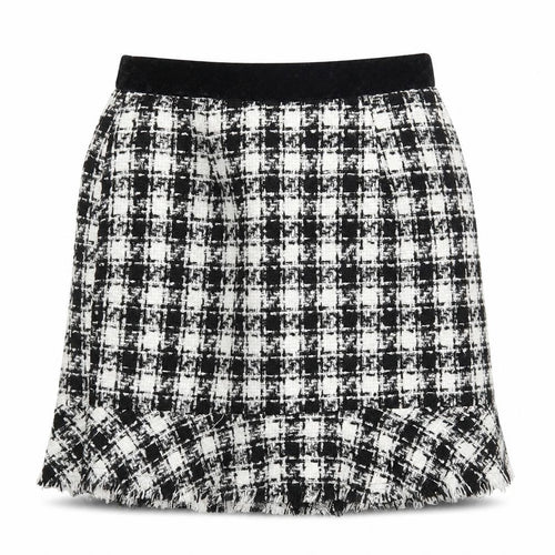 Y.two Womens Black Check Viscose A-Line Skirt Size M Zip