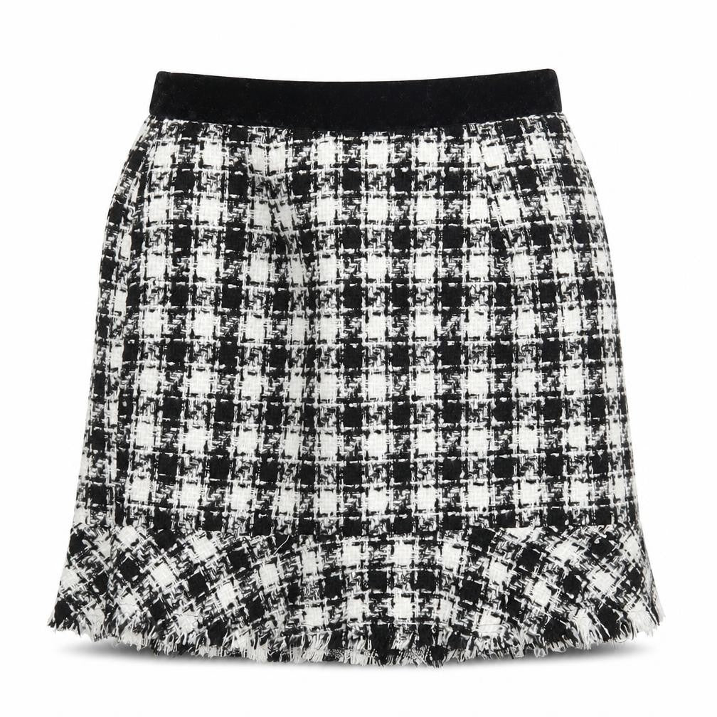 Y.two Womens Black Check Viscose A-Line Skirt Size M Zip