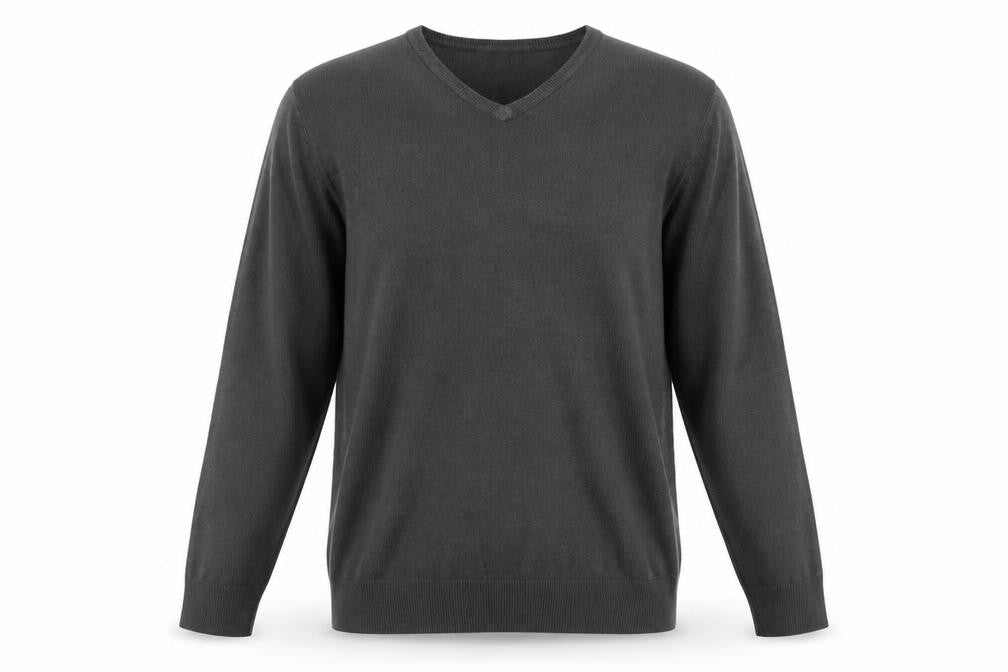 Marks and Spencer Mens Grey V-Neck Acrylic Pullover Jumper Size L Long Sleeve