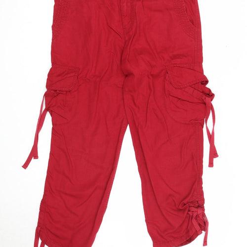 Gap Womens Red Lyocell Capri Trousers Size 8 Regular Zip