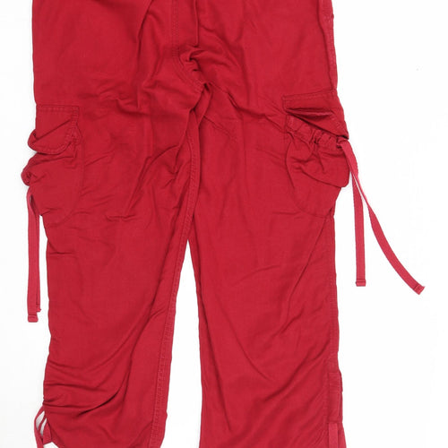 Gap Womens Red Lyocell Capri Trousers Size 8 Regular Zip
