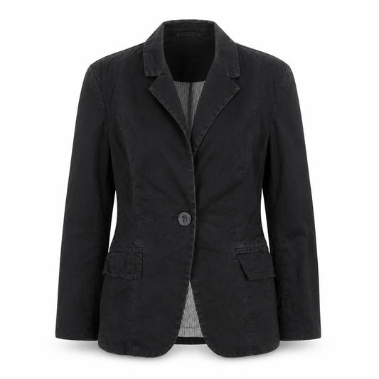 Front view of New Look women’s black jacket blazer, size UK 8, button