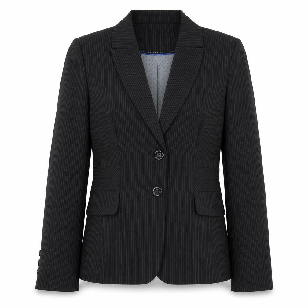Autonomy Womens Black Striped Polyester Jacket Suit Jacket Size 14