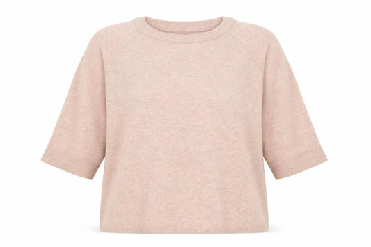 Front view of Vero Moda women’s pink round neck viscose jumper, size S