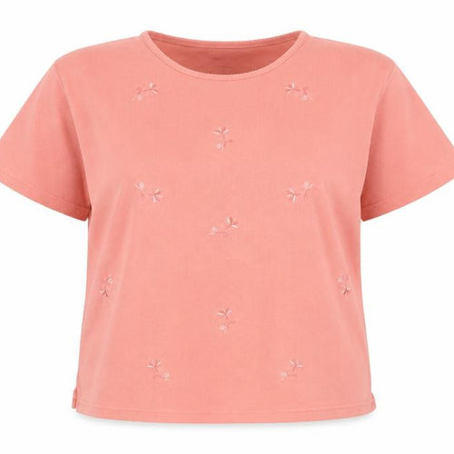 Bonmarché Womens Pink Polyester Basic T-Shirt Size XL Round Neck - Flower Detail