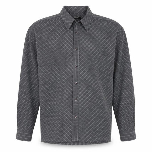 St Bernard Mens Grey Argyle/Diamond Polyester Button-Up Size S Collared Button