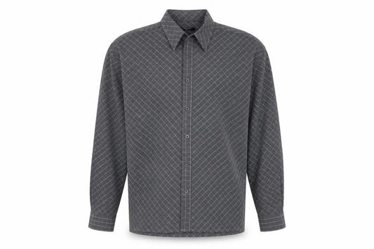 St Bernard Mens Grey Argyle/Diamond Polyester Button-Up Size S Collared Button