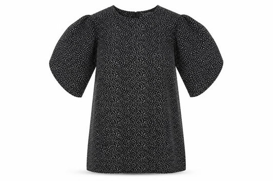 Front view of BeYou women’s black geometric polyester a-line, size UK 12, round neck tie -, size UK 12-14