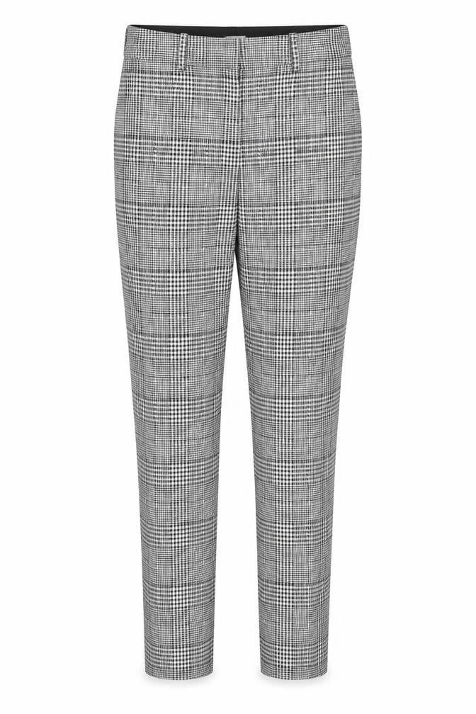 Front view of H&M women’s grey plaid cotton trousers, size UK 8, regular zip