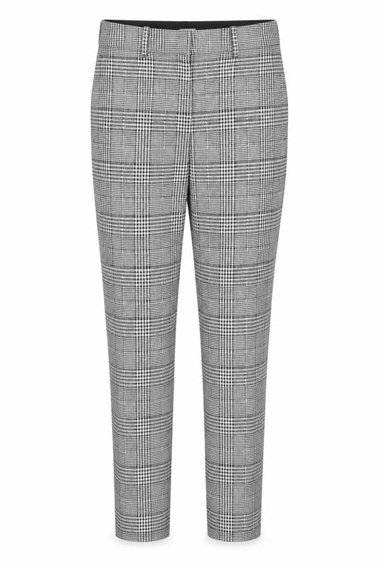 Front view of H&M women’s grey plaid cotton trousers, size UK 8, regular zip