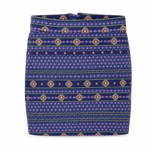 New Look Girls Blue Geometric Cotton Bandage Skirt Size 10-11 Years Regular Zip