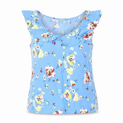 Dickins & Jones Womens Blue Floral Viscose Basic Tank Size 10 Round Neck