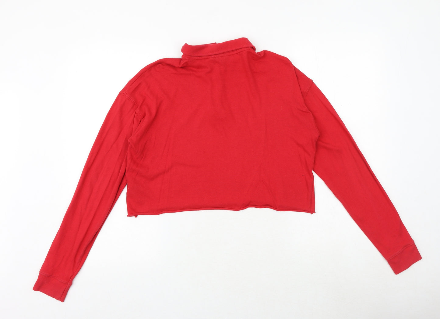 Topshop Womens Red 100% Cotton Cropped Polo Size 8 Collared