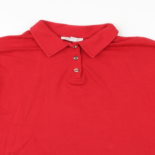Topshop Womens Red 100% Cotton Cropped Polo Size 8 Collared