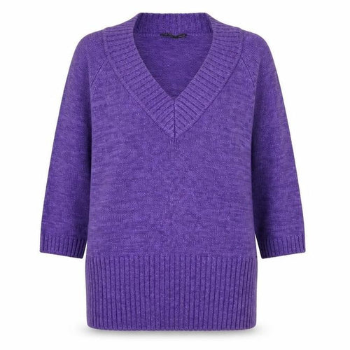 CPM Womens Purple V-Neck 100% Cotton Pullover Jumper Size L