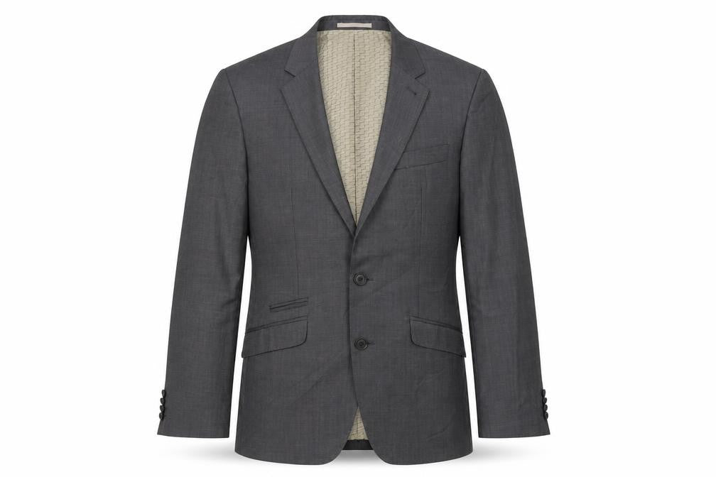 Front view of Next men’s grey wool jacket suit jacket, size 38, regular