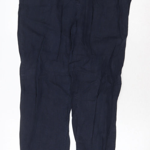 Falmers Heritage Womens Blue Linen Trousers Size 12 Regular Zip