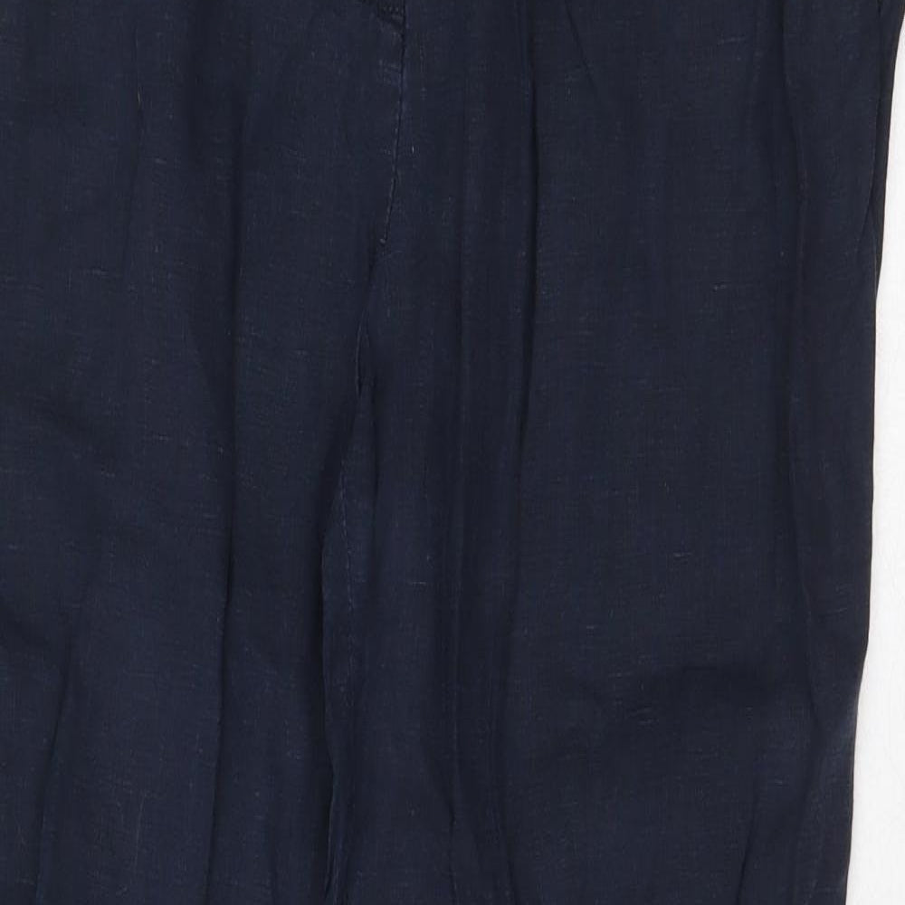 Falmers Heritage Womens Blue Linen Trousers Size 12 Regular Zip