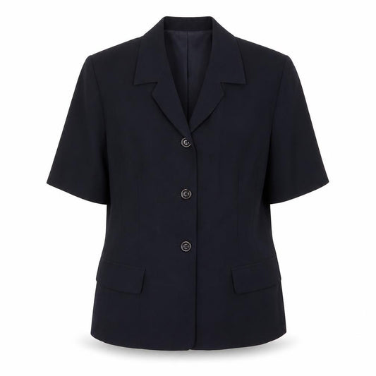 Front view of Marks & Spencer women’s blue jacket blazer, size UK 12, button