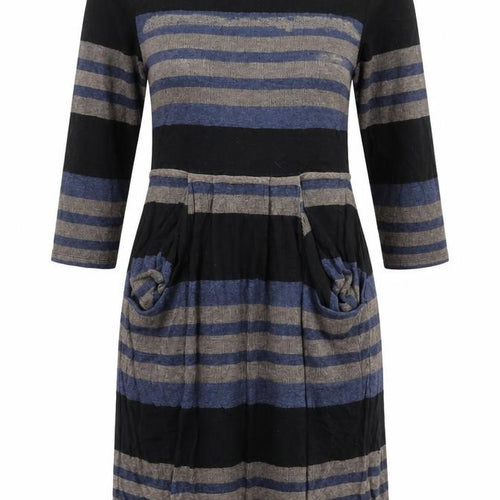 Kaliko Womens Multicoloured Striped Viscose Jumper Dress Size 10 Round Neck Pullover