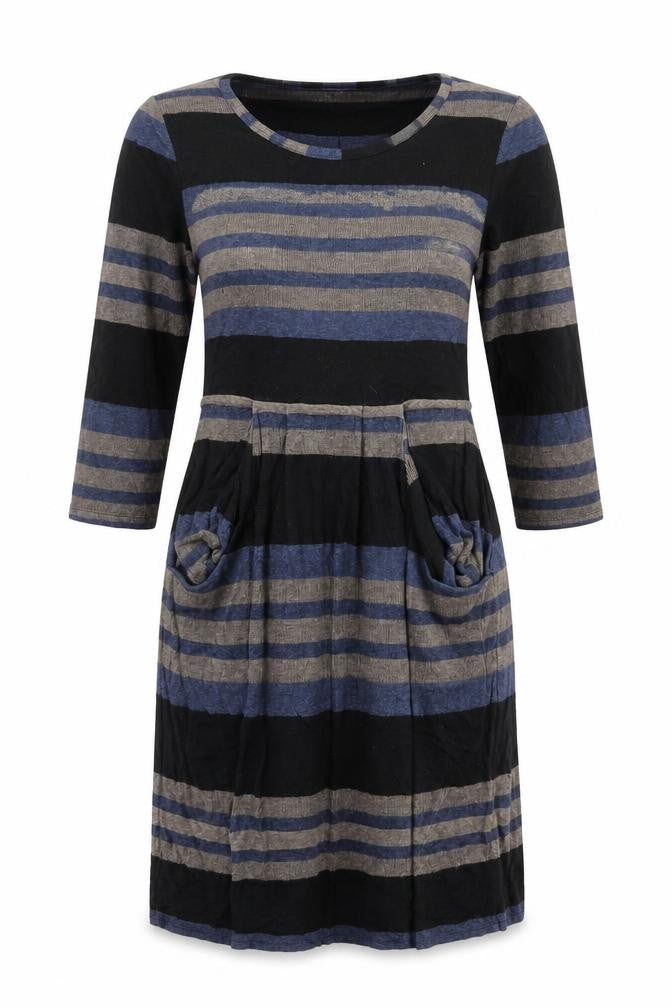 Kaliko Womens Multicoloured Striped Viscose Jumper Dress Size 10 Round Neck Pullover