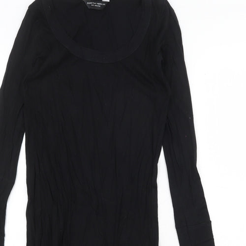Dorothy Perkins Womens Black Cotton T-Shirt Dress Size 8 Boat Neck Pullover