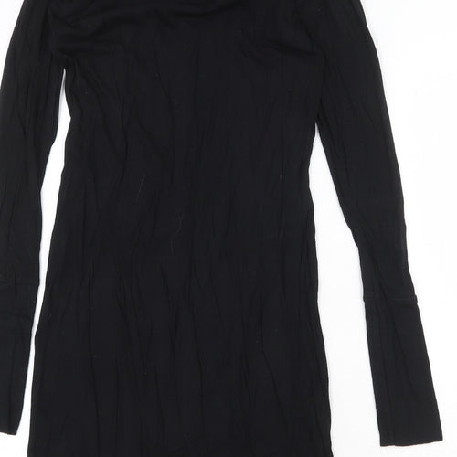 Dorothy Perkins Womens Black Cotton T-Shirt Dress Size 8 Boat Neck Pullover