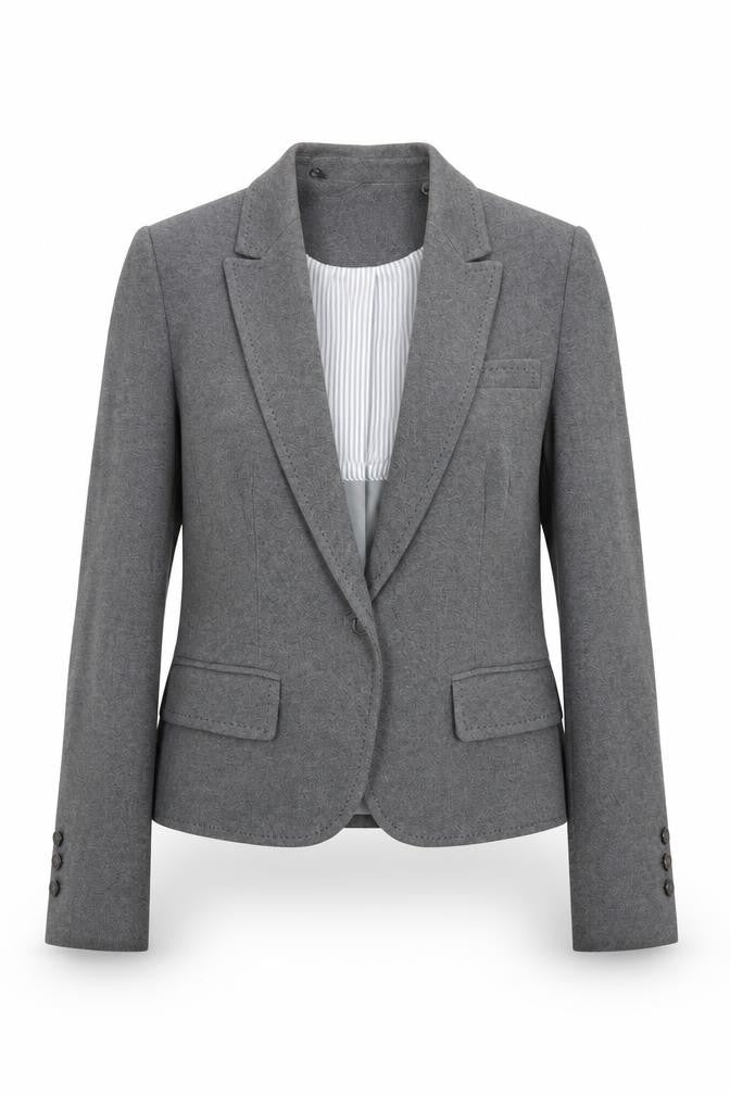 Front view of Marks & Spencer women’s grey jacket blazer, size UK 12, button