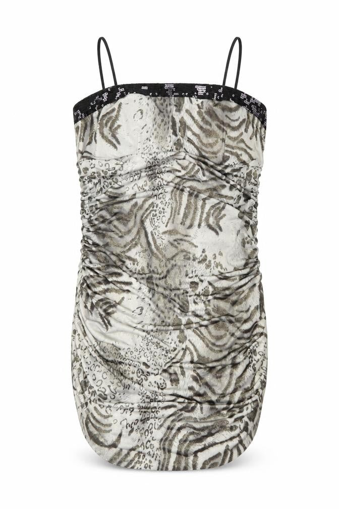 Front view of B-Soul women’s multicoloured animal print polyester bodycon, scoop neck pullover - leopard tiger pattern
