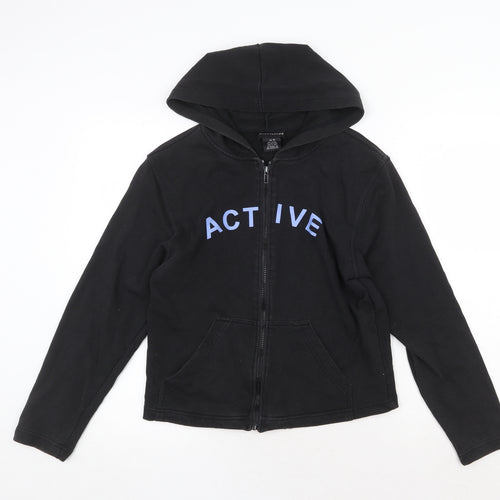 Crossroads Womens Black Cotton Full Zip Hoodie Size 10 Zip - Active