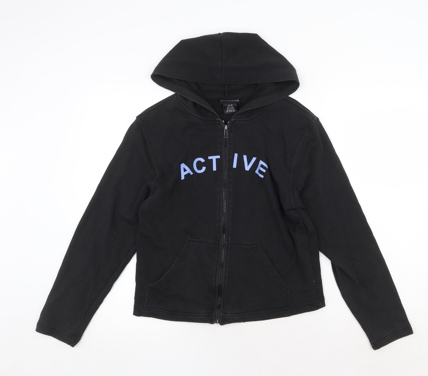 Crossroads Womens Black Cotton Full Zip Hoodie Size 10 Zip - Active