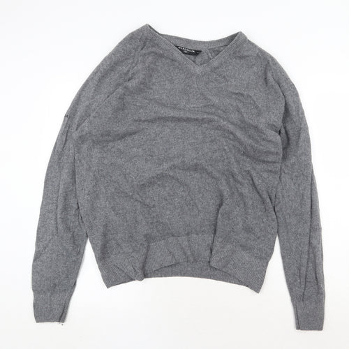 Glenmuir Mens Grey V-Neck Wool Pullover Jumper Size M Long Sleeve