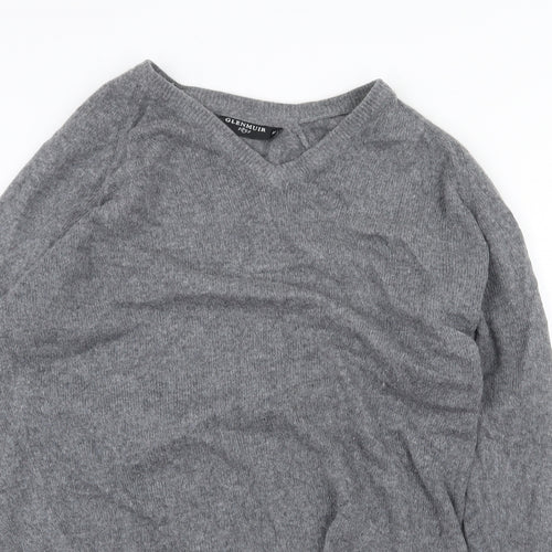 Glenmuir Mens Grey V-Neck Wool Pullover Jumper Size M Long Sleeve