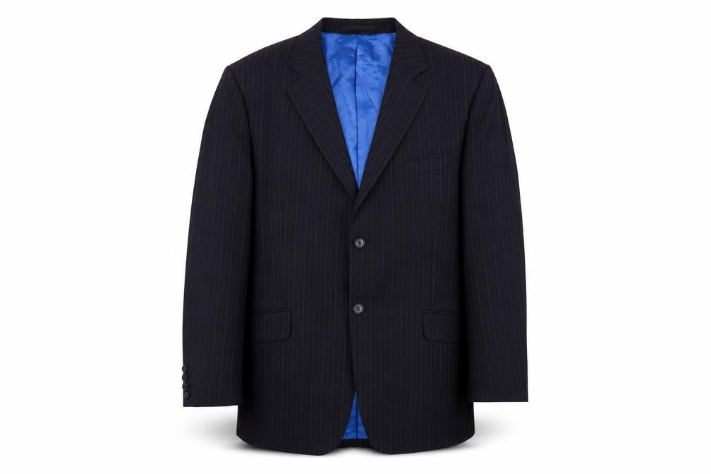 Majors Mens Blue Striped Wool Jacket Suit Jacket Size 42 Regular - Pinstripes