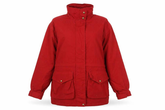 Front view of Lands' End women’s red jacket, size UK 6, zip -, size UK 6-8