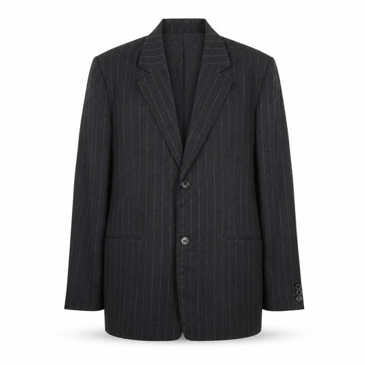 Front view of St-Martins men’s grey polyester jacket suit jacket, size 38, regular - pinstripe
