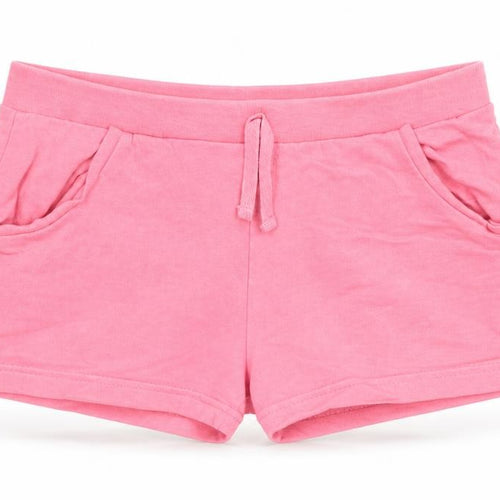 Basics Girls Pink Cotton Sweat Shorts Size 7-8 Years Regular Drawstring