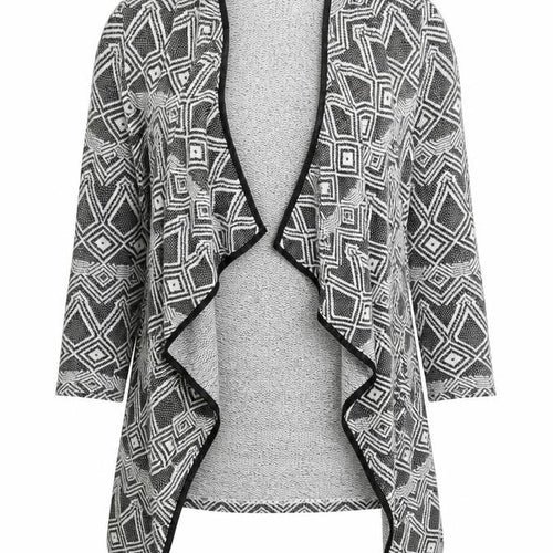 Miss Selfridge Womens Black V-Neck Geometric Polyester Cardigan Jumper Size S