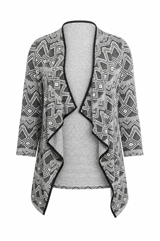 Miss Selfridge Womens Black V-Neck Geometric Polyester Cardigan Jumper Size S