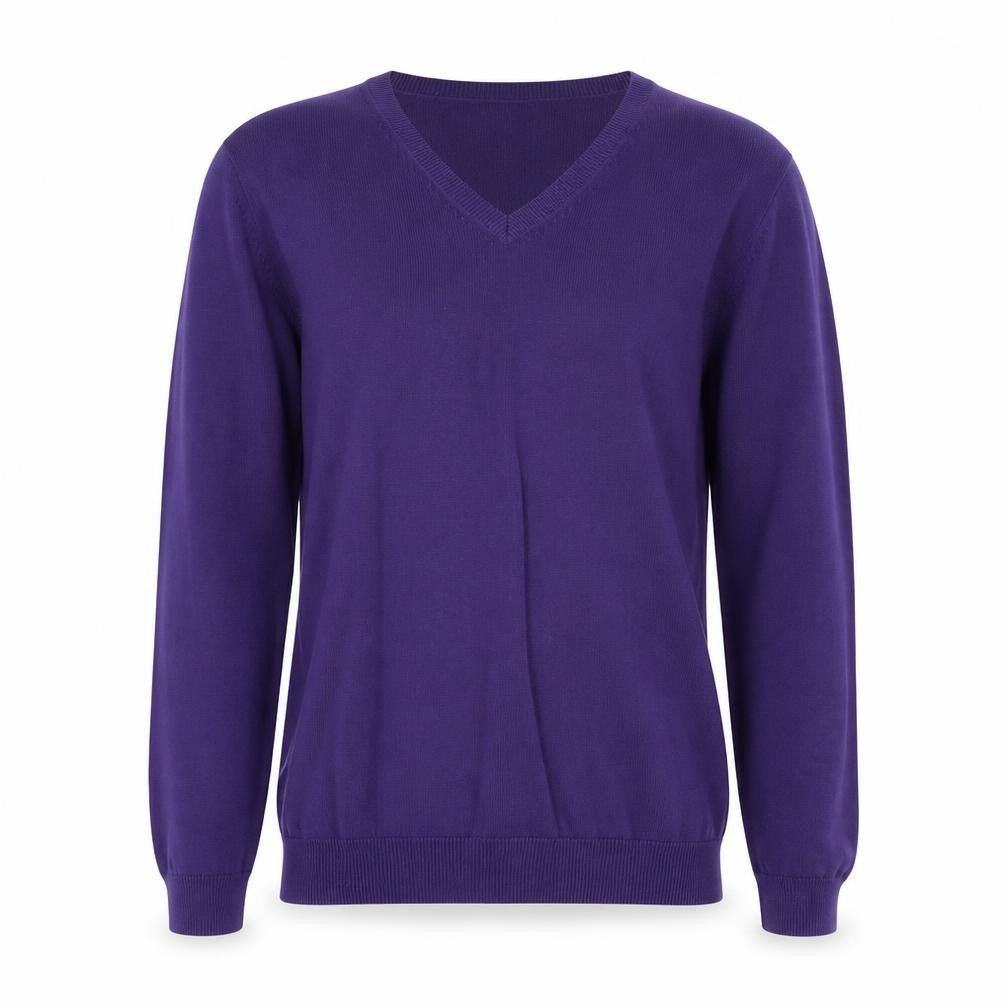 Topman Mens Purple V-Neck Cotton Pullover Jumper Size S Long Sleeve