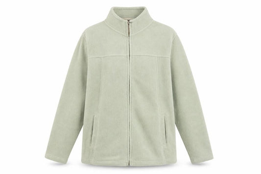 Front view of EWM women’s green jacket, size M, zip