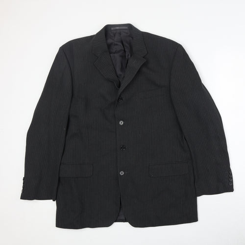 Jonathan Adams Mens Grey Striped Viscose Jacket Suit Jacket Size 42 Regular