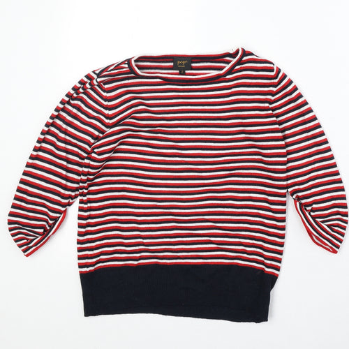 POP Womens Multicoloured Boat Neck Striped Acrylic Pullover Jumper Size S