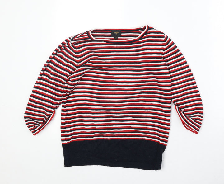 POP Womens Multicoloured Boat Neck Striped Acrylic Pullover Jumper Size S