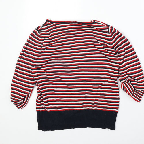 POP Womens Multicoloured Boat Neck Striped Acrylic Pullover Jumper Size S