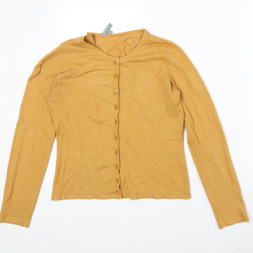 Marks and Spencer Womens Yellow Crew Neck Viscose Cardigan Jumper Size 12