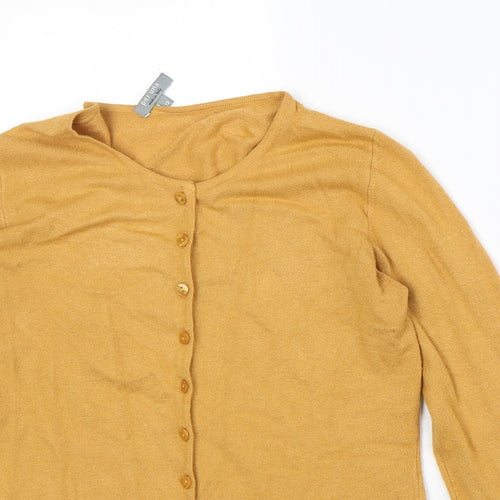 Marks and Spencer Womens Yellow Crew Neck Viscose Cardigan Jumper Size 12