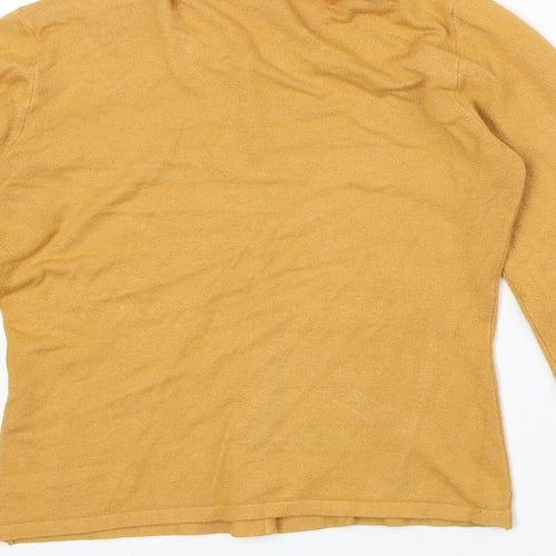 Marks and Spencer Womens Yellow Crew Neck Viscose Cardigan Jumper Size 12